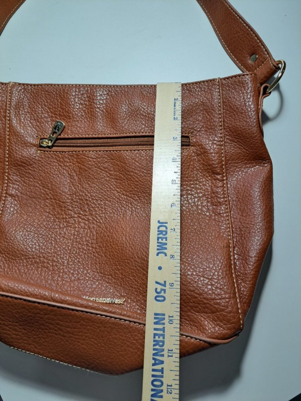 Montana West Select Pebbled Leather Hobo Shoulder Bag Purse Gold Hardware Brown - Picture 15 of 16